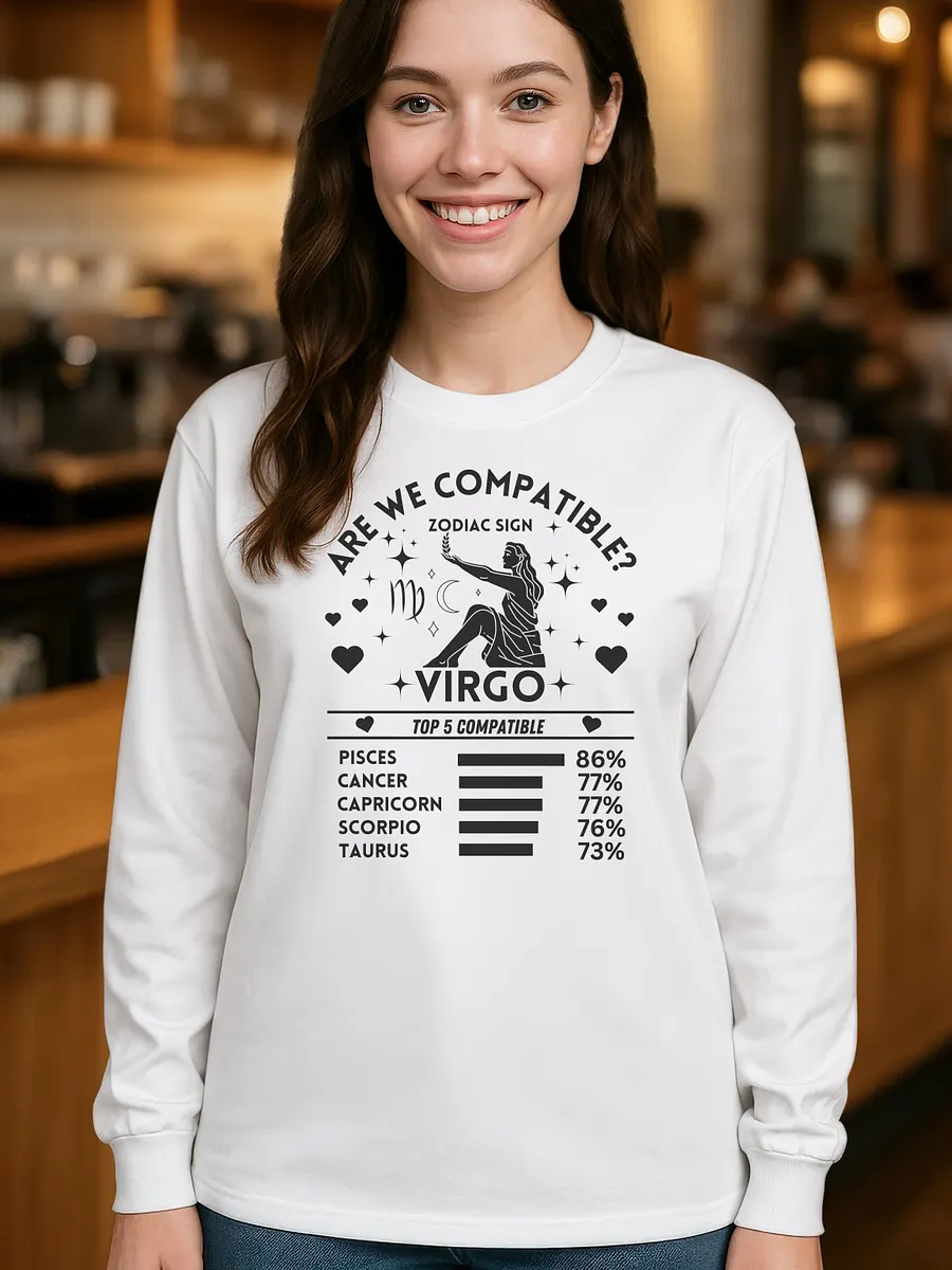 Virgo Zodiac Sign Romantic Compatibility - Gildan Ultra Cotton Unisex Long Sleeve T-Shirt - Light Colors product image (1)