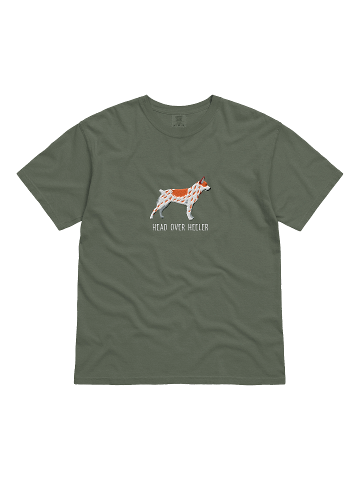 Head Over Heeler T-Shirt(Embroidered) of an Australian Cattle Dog(Red Heeler, Docked Tail) product image (41)