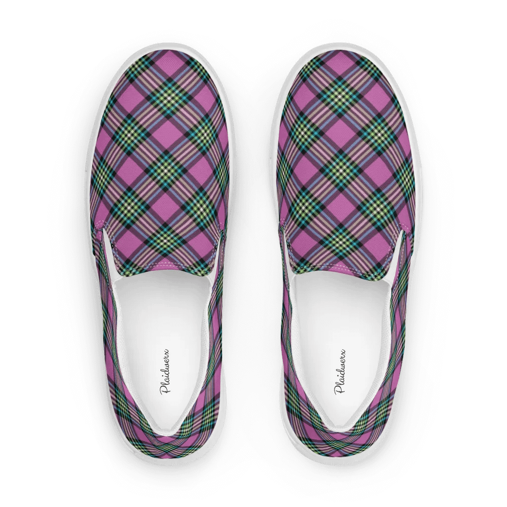 Purple Orchid and Turquoise Plaid Women's Slip-On Shoes product image (1)