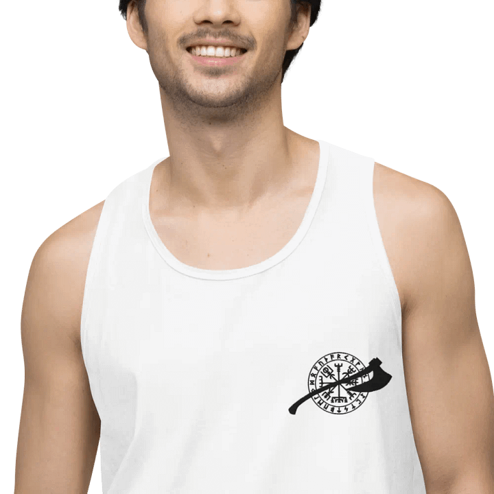 VEGVISIR & AXE - Tank Top Men Black Embroidery product image (1)