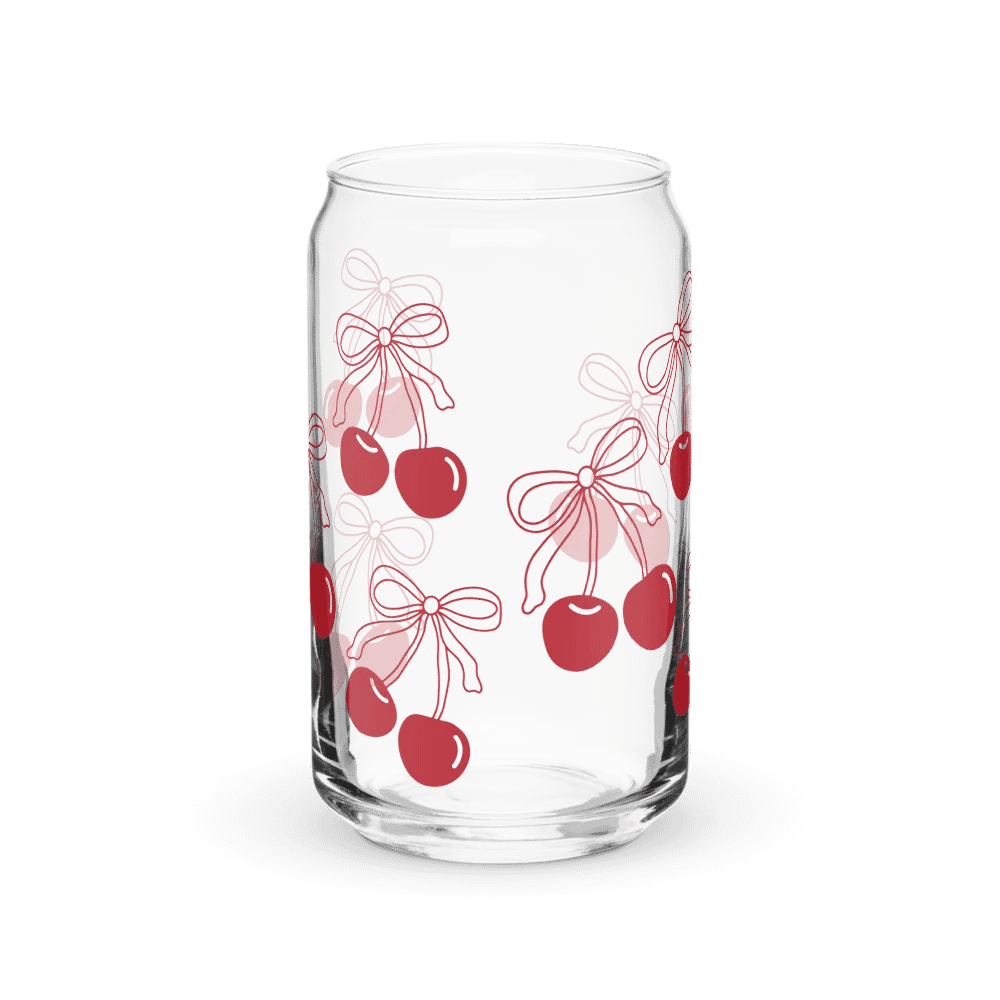 Cherry 16oz Glass with or without lid & straw product image (1)