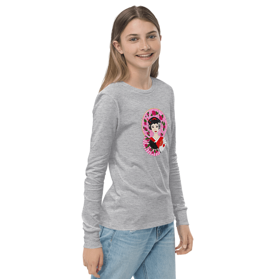 Japanese Geisha (art by Dina R.) akril painting picture - Youth Long Sleeve T-Shirt product image (11)
