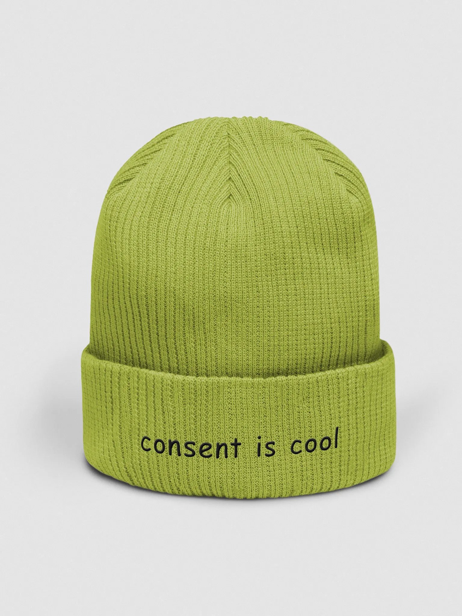 Consent is Cool Embroidered Beanie in Green product image (2)