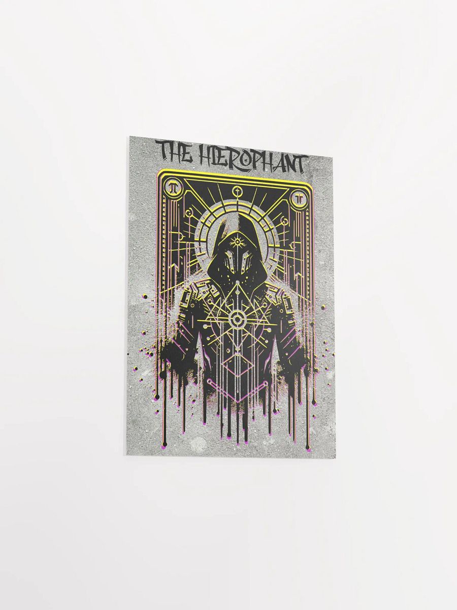 Cyberpunk Tarot Wall Art Poster – "The Hierophant" Card with Ornate Hooded Robes & Armored Mask – Futuristic Graffiti Stencil Artwork product image (34)