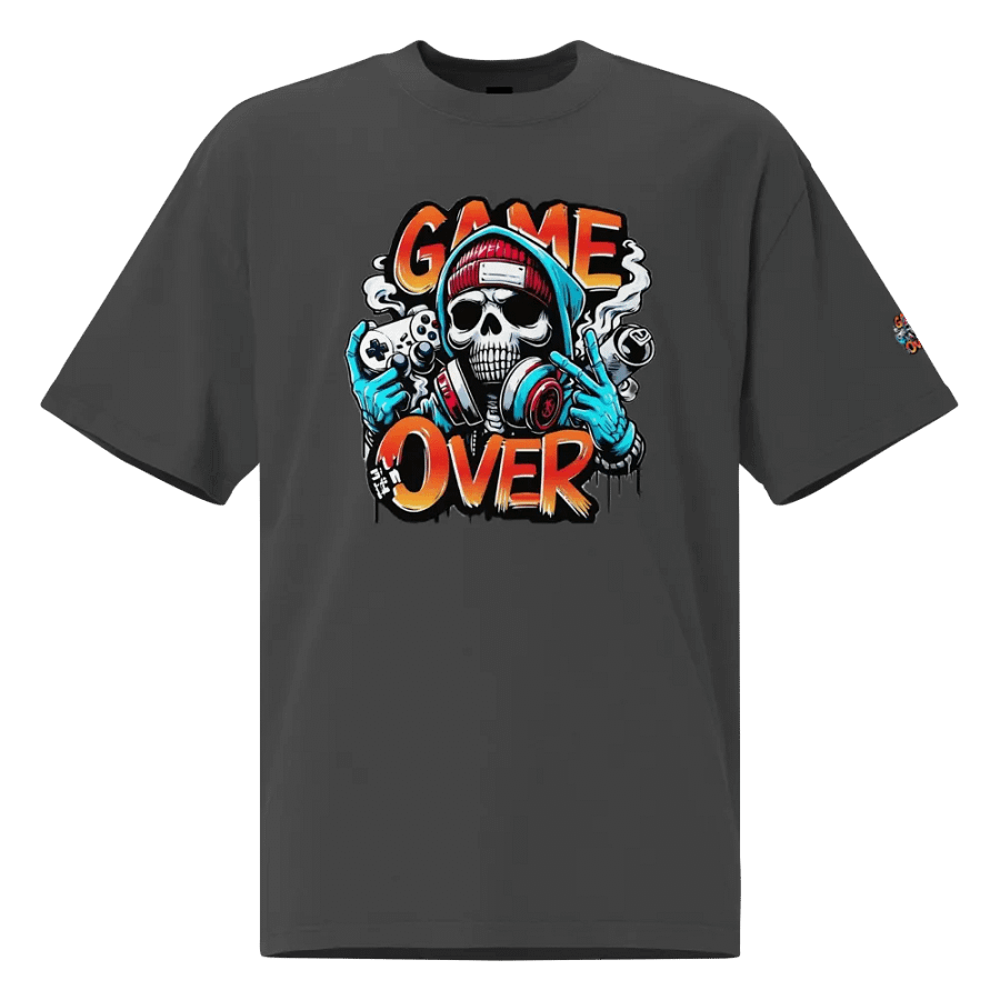Game Over Skull Street Art Oversized Tee product image (1)