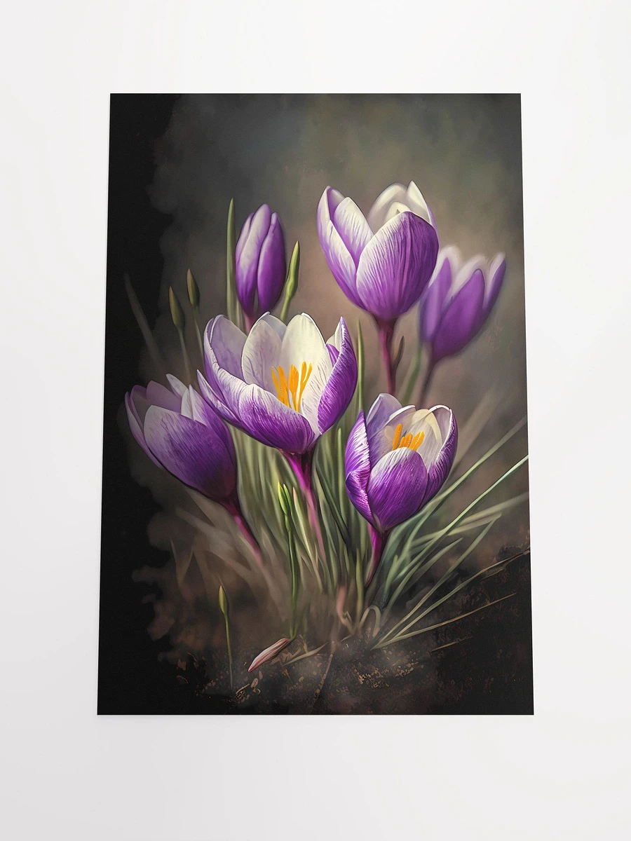 Spring Awakening: Purple Crocus Flowers Poster for Elegant Botanical Decor Matte Poster product image (3)