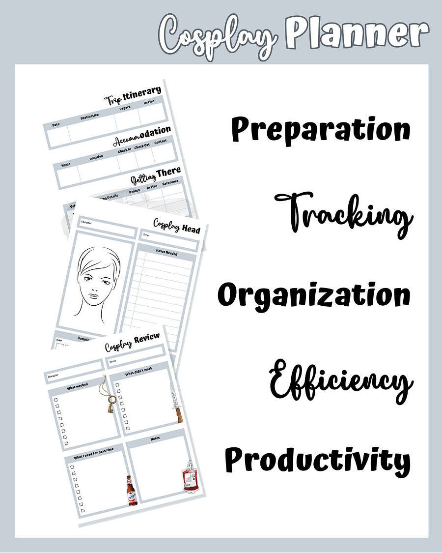 Monster Hunter Cosplay Planner – Grey Edition | 54-Page Printable PDF product image (4)
