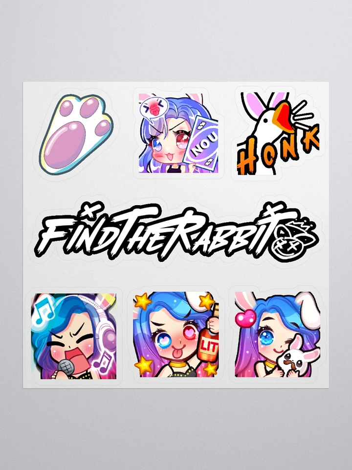 FIND THE RABBIT LOGO + EMOTE KISS-CUT STICKER PACK 1 product image (1)