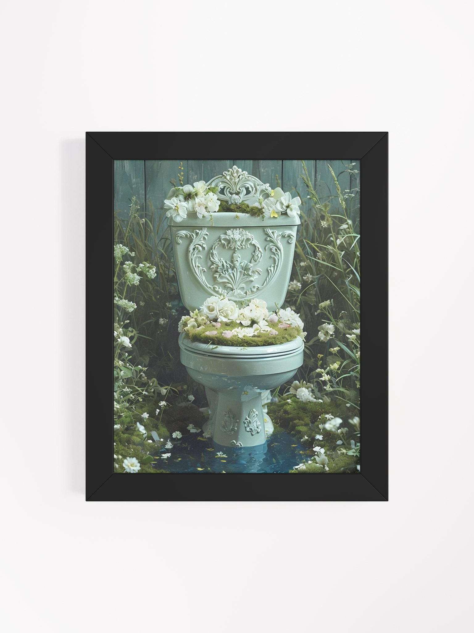 Mossy Garden Toilet Framed Matte Poster product image (5)