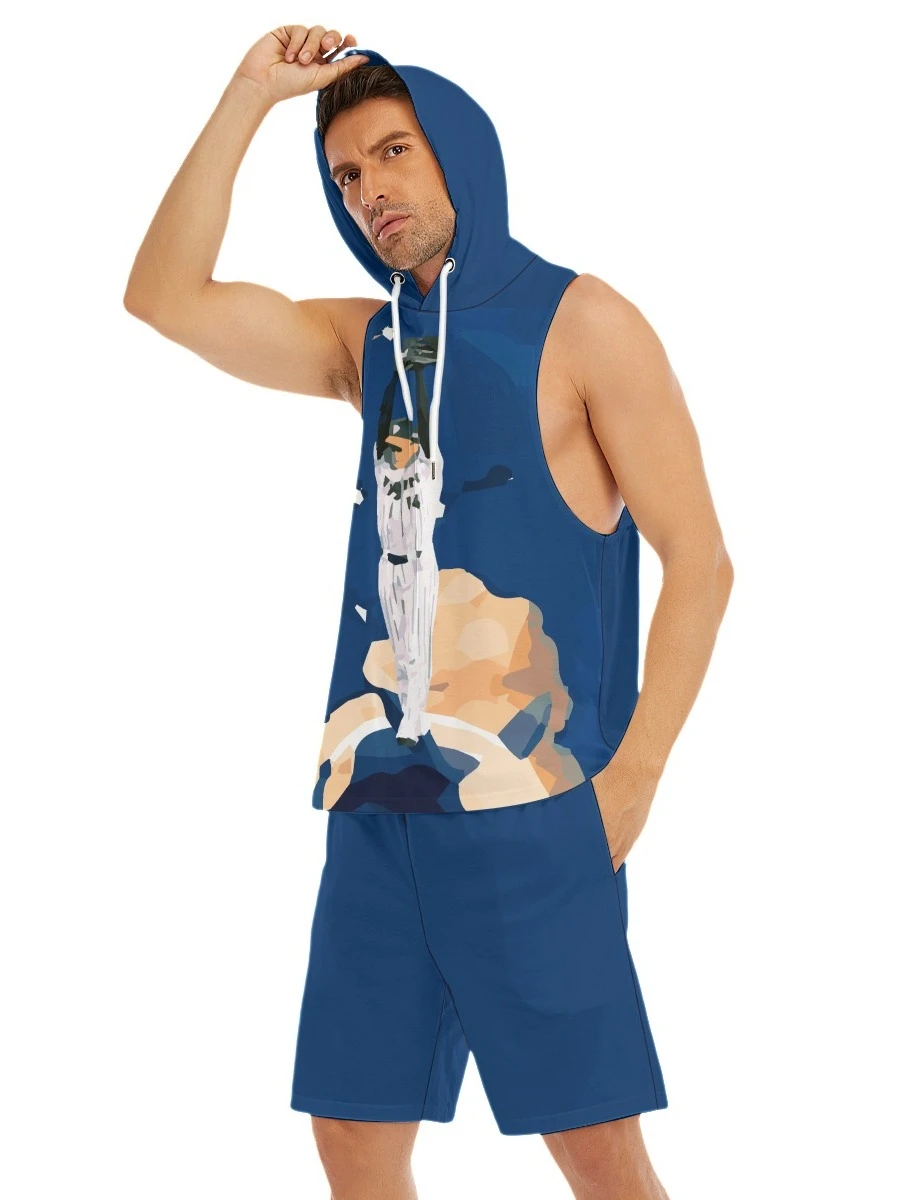 Pitching On top of the World Sleeveless semi stringer hoodie tank And Shorts Sets product image (2)