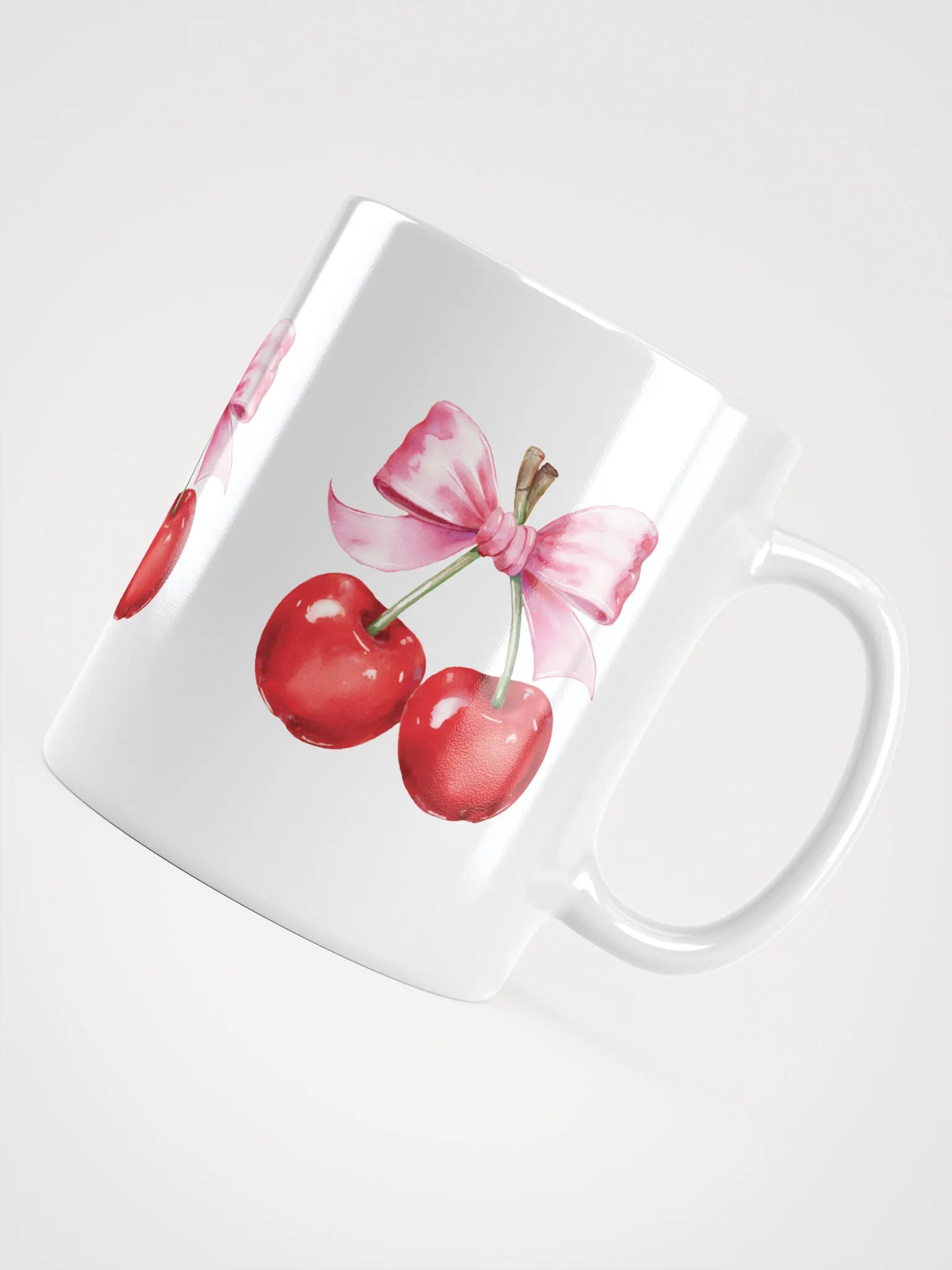 Sweet Cherries with Pink Ribbon Bow Mug product image (4)