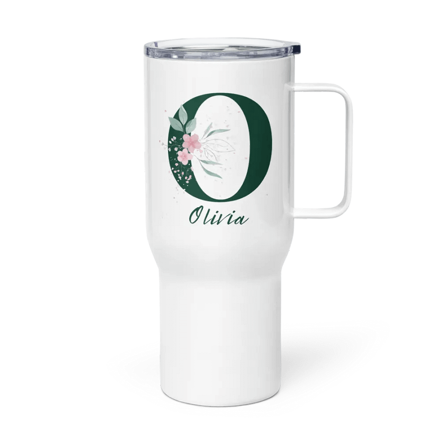 Personalized Floral Monogram Travel Mug – Elegant Custom Tumbler for Coffee & Tea product image (3)
