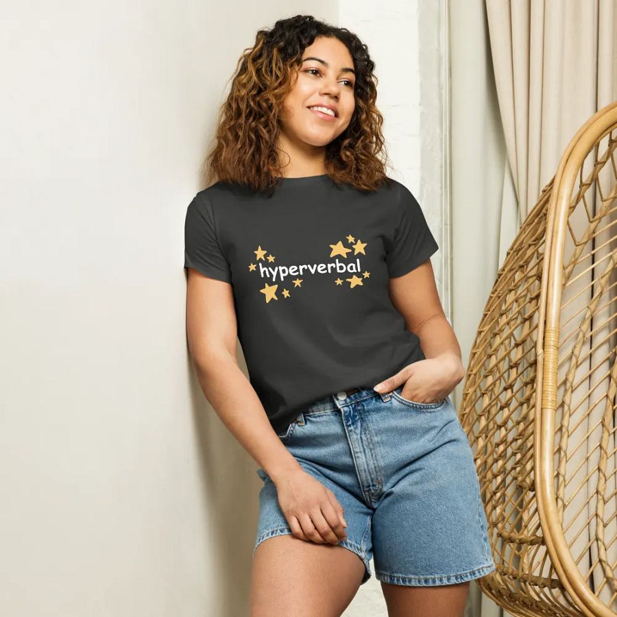 hyperverbal (comic sans and stars) printed waist-length tee product image (6)
