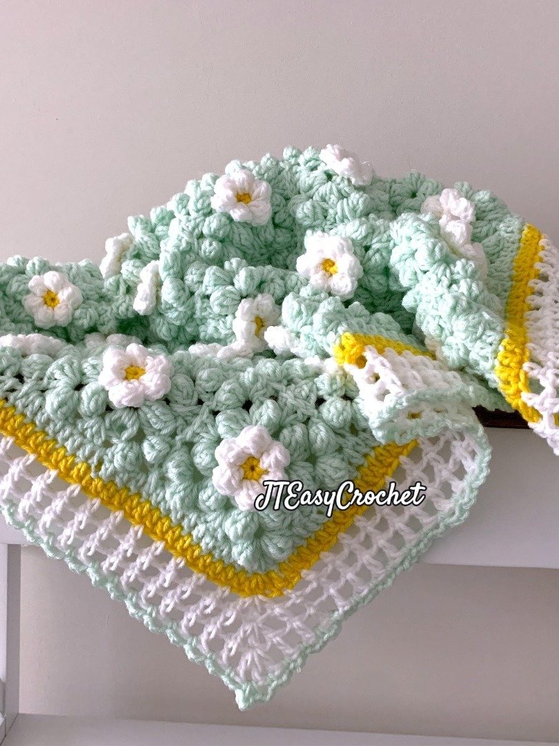 Daisy Flower Crochet Blanket Pattern, 3D Daisy Granny Square Textured Afghan product image (4)
