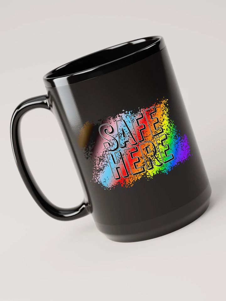 OkayishAF Safe Here 15oz Mug Black product image (1)