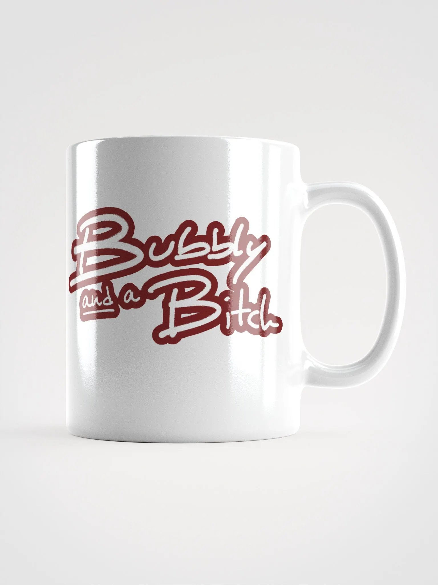 Bubbly and a B*tch (lined design, #6D1616) glossy white mug product image (2)