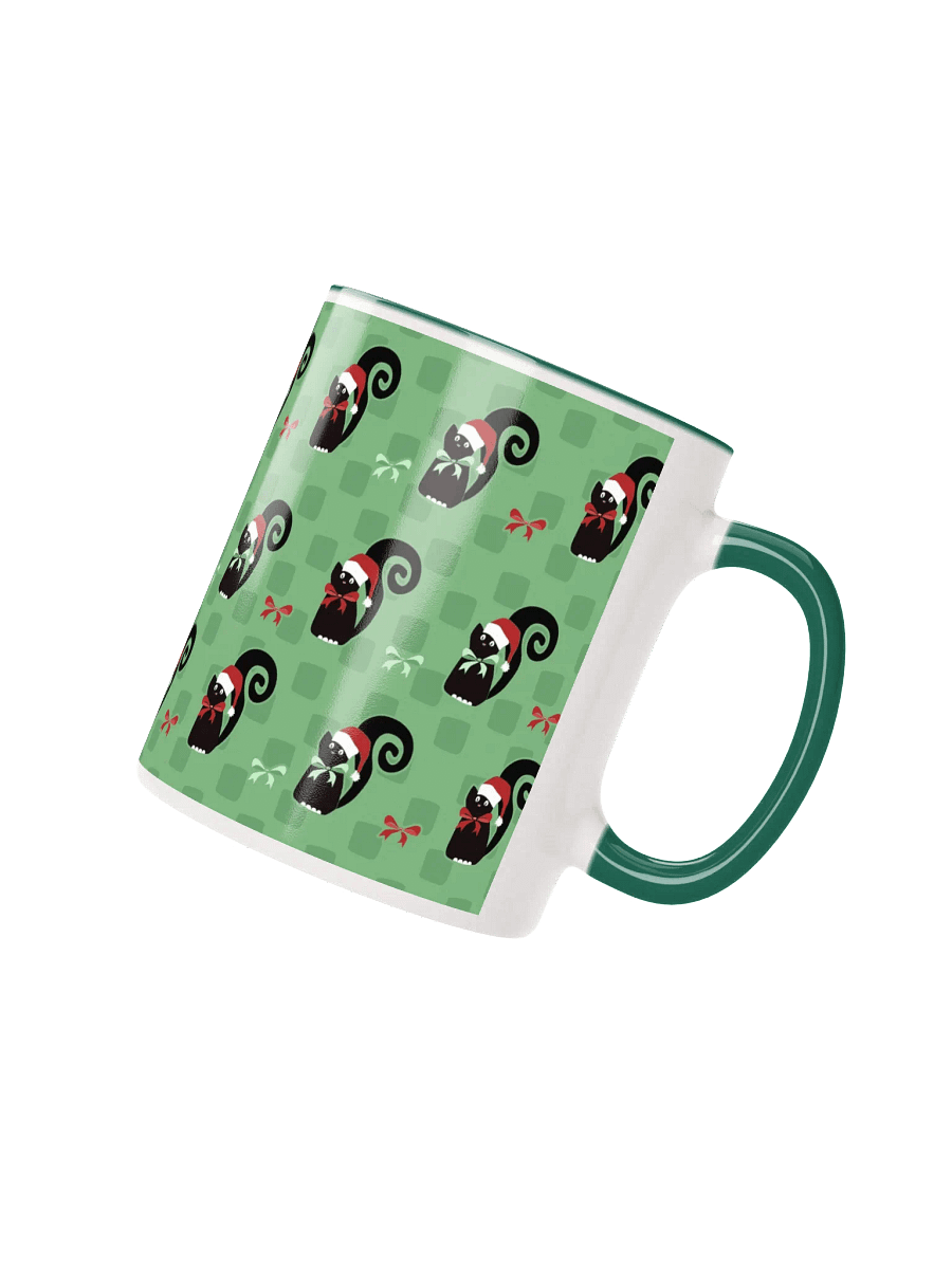 Black Christmas Kitties In-A-Row on Green on Ceramic Mug product image (7)