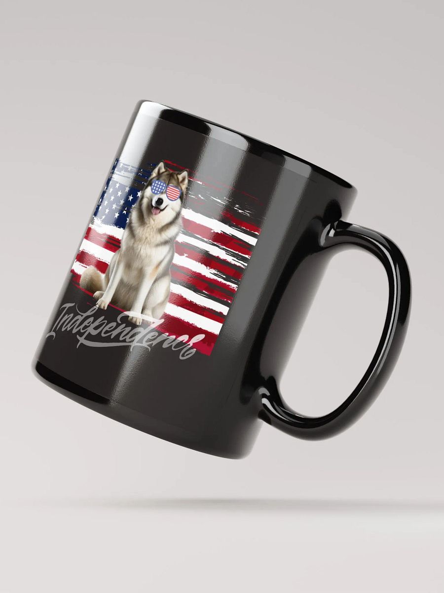 Alaskan Malamute American Flag Independence Black Glossy Mug product image (6)