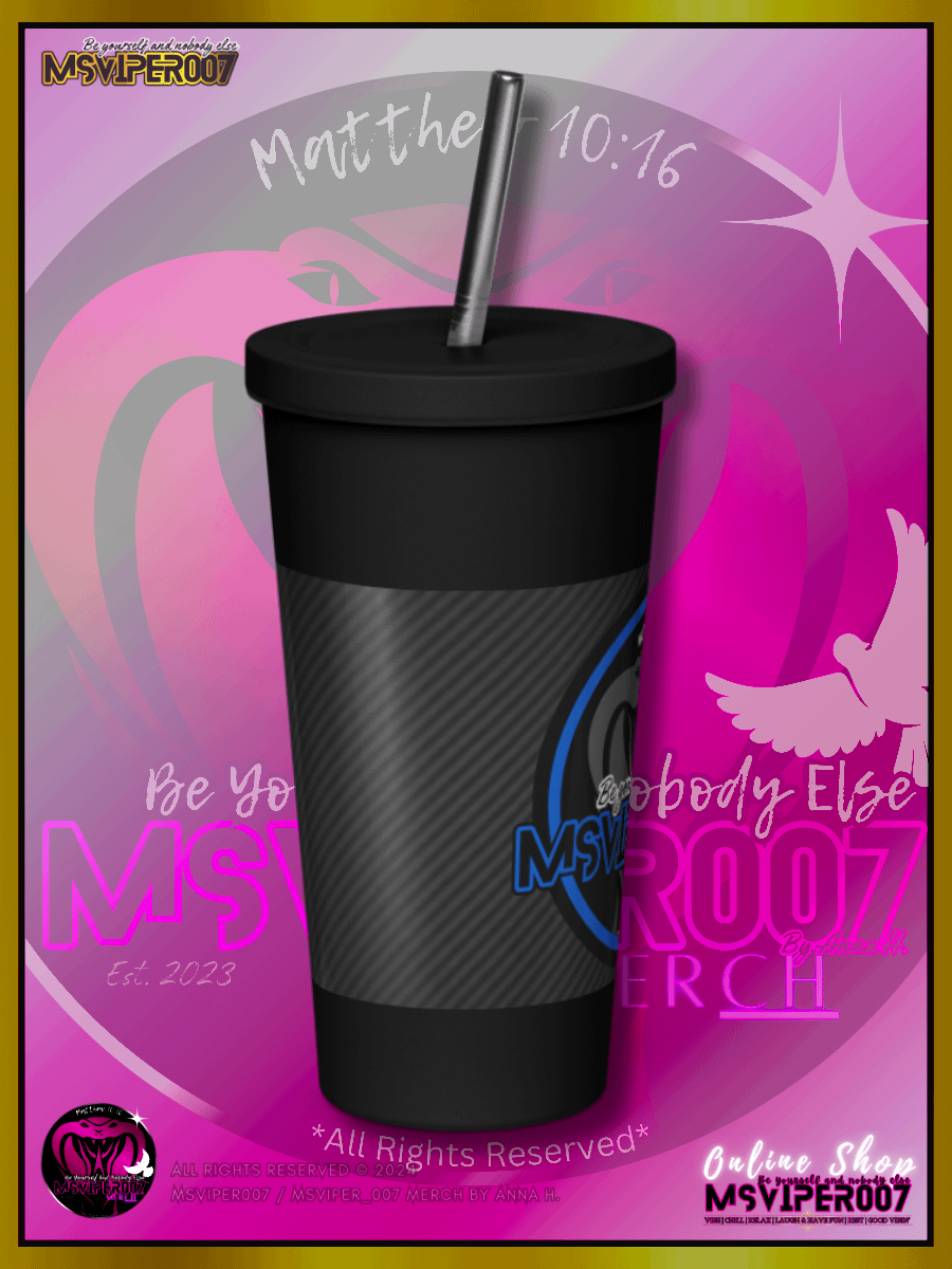 Tumbler - "MsViper_007™ Brand [blue/blk] - Support&Sport" Insulated Tumbler with a Straw By Anna H. product image (5)