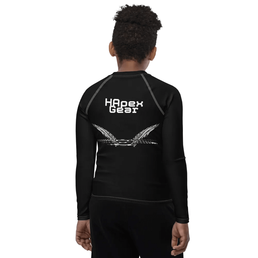 White HApex Gear White Logo Cancer Awareness Orange Ribbon. Black Youth Rash Guard product image (9)