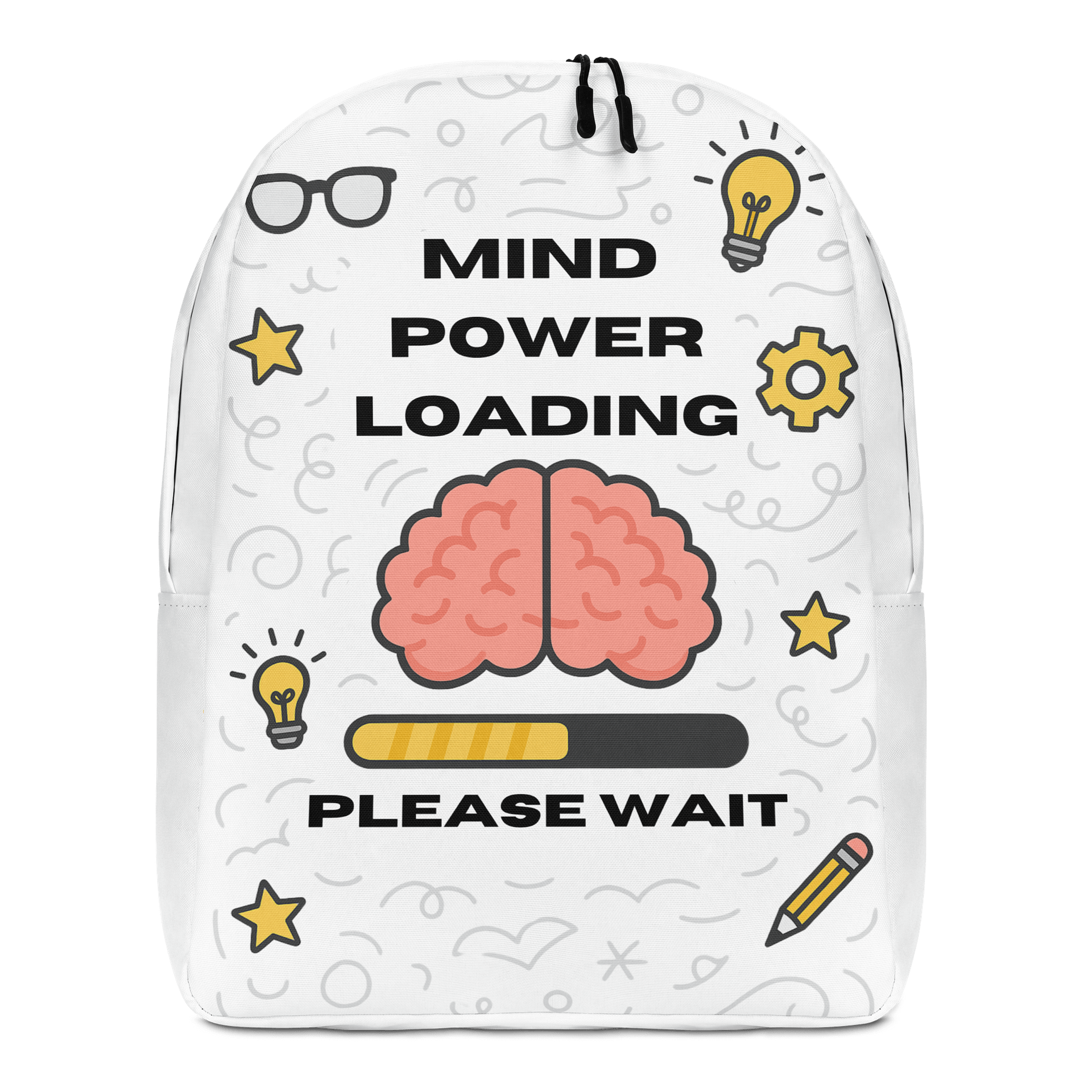 Mind Power Loading… Please Wait Backpack (White) product image (3)