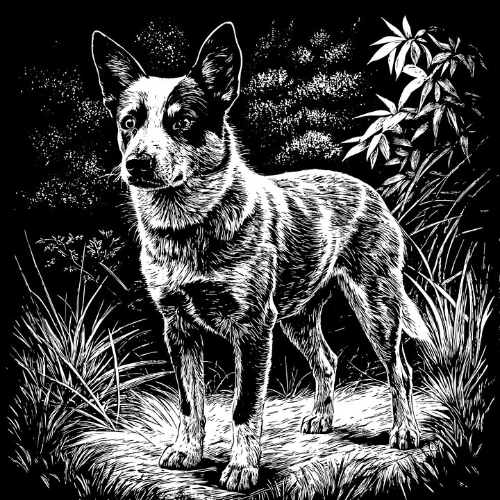 Australian Cattle Dog Pencil Sketch-24x24x300 product image (1)