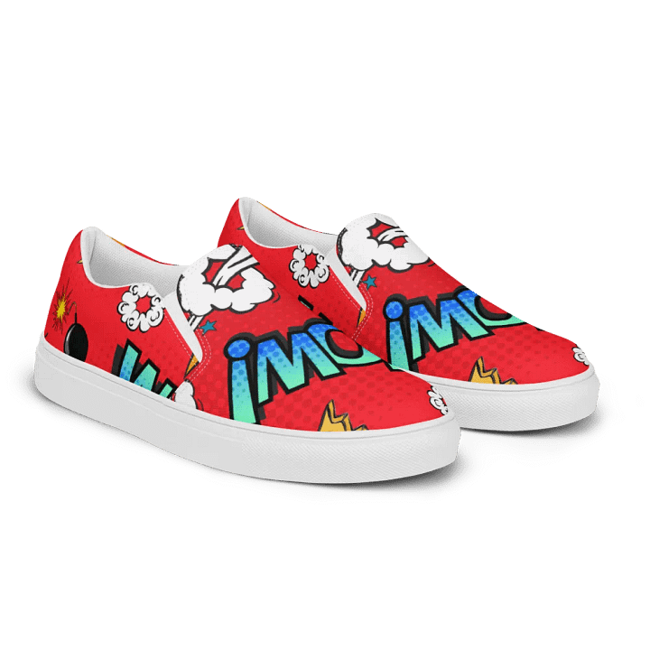 Red Comic Speech Design women Slip-On Canvas Shoes product image (2)