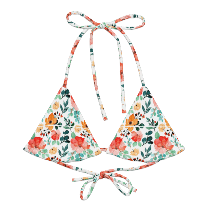 Watercolour Floral Pattern String Bikini Top - v8 product image (2)