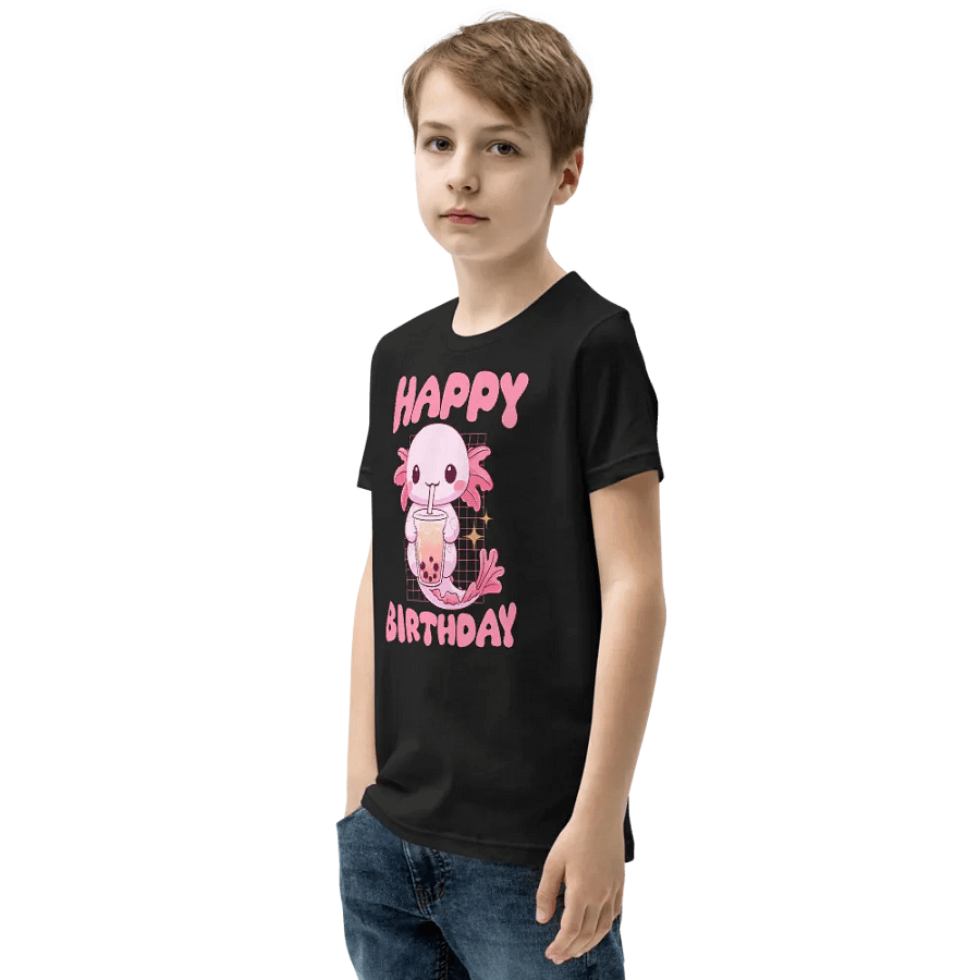 Happy Birthday (Axolotl Drinking Bubble Tea) T-Shirt For Kids product image (7)