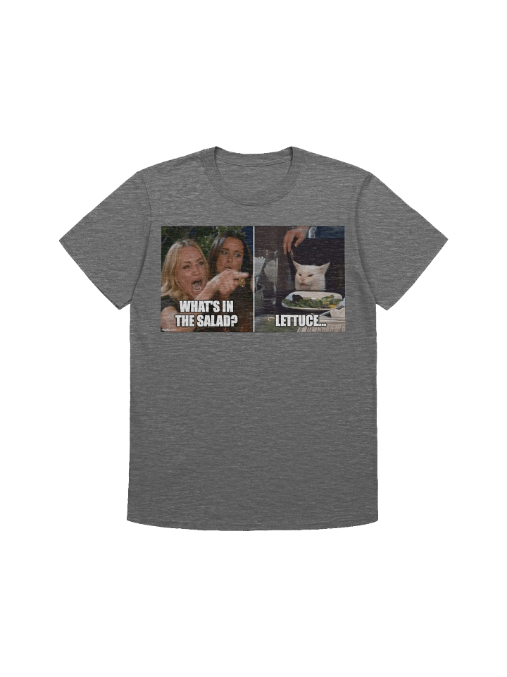 Funny Meme T-Shirt – Cat Meme Salad Tee – “What’s in the Salad? Lettuce” – Hawks Troll Shirt product image (1)