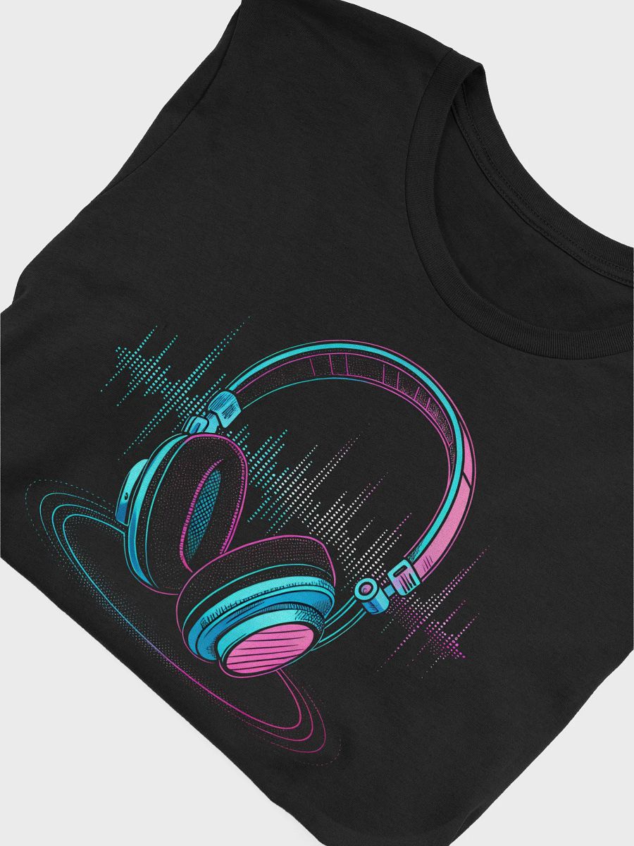 Pixelated Headphones with Glowing Sound Waves T-Shirt – A Fusion of Retro Gaming and Music Vibes product image (5)