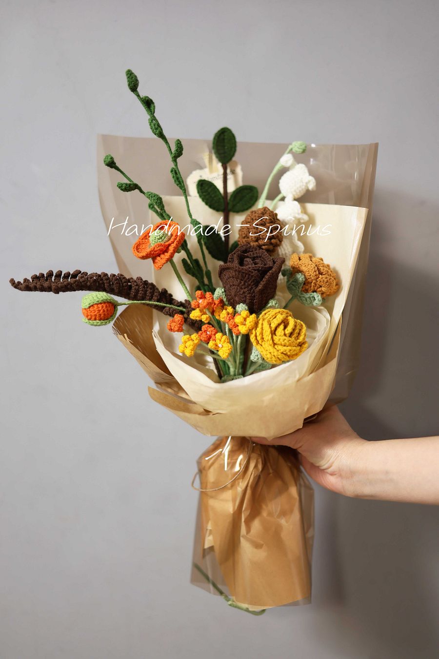 Brown Orange Autumn Charm Crochet Knit Bouquet product image (3)