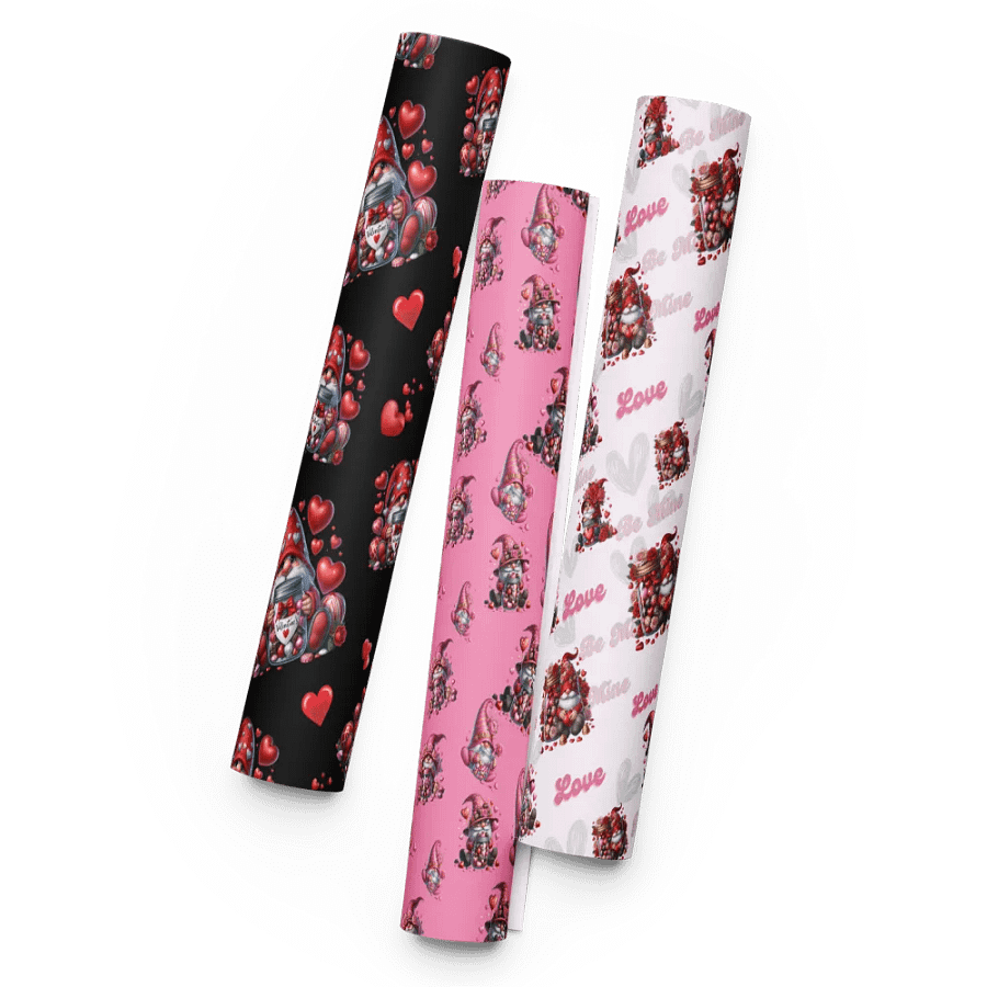 Be Mine Valentine Gnome Wrapping paper set of 3 product image (7)