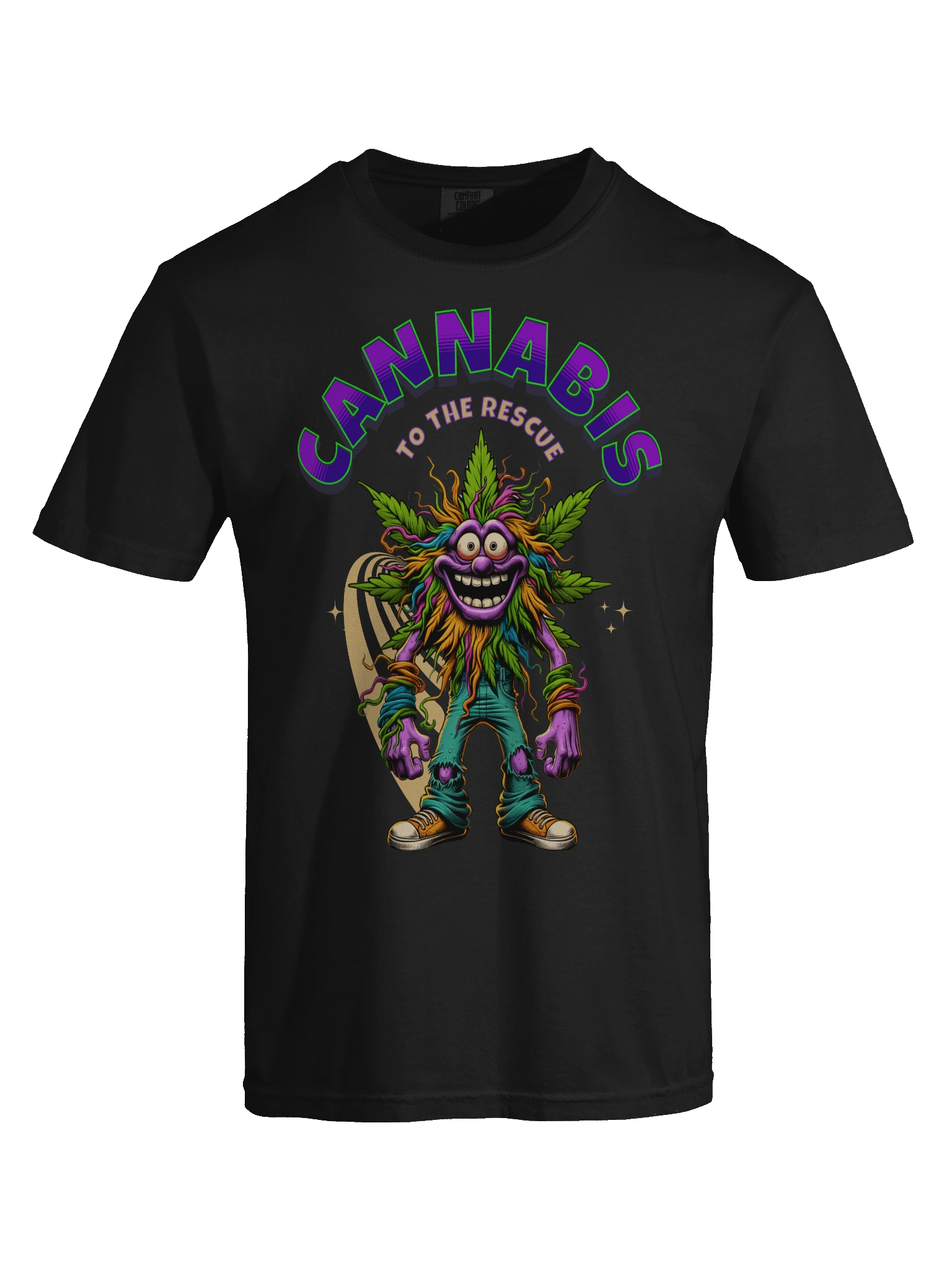 Hairy Bud - To the Rescue - Cannabis Leaf Cartoon Heavyweight T-Shirt product image (3)