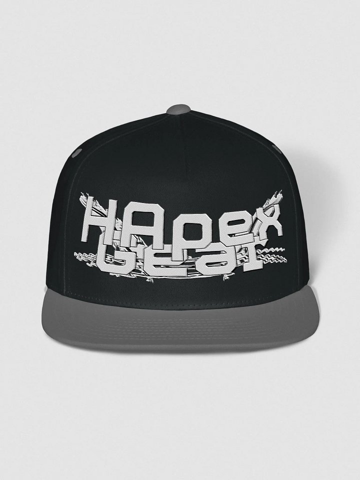 Flat Snapback Cap - Embroidered - White HApex Gear Black Logo product image (1)