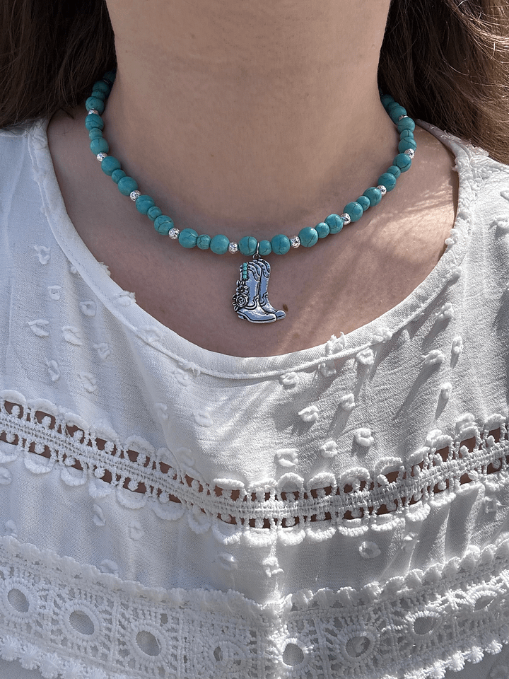 Turquoise Boots and Flowers Necklace product image (1)