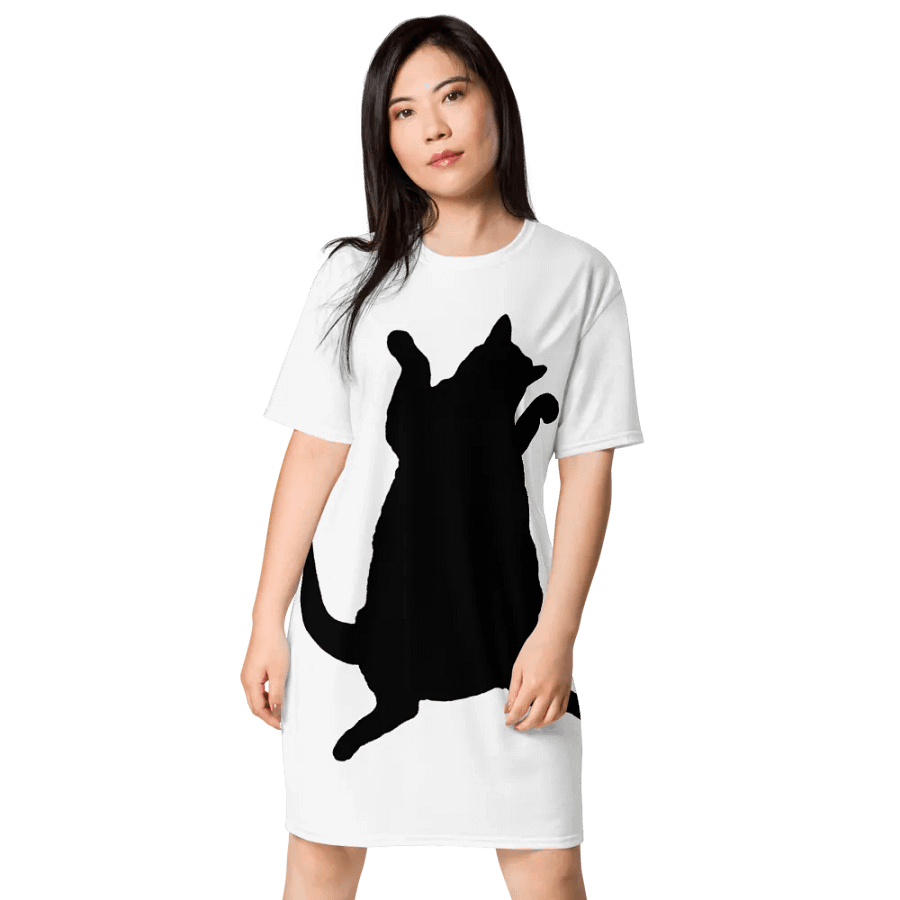 Dancing Demeowcracy Feline Black and White T-Shirt Dress product image (4)