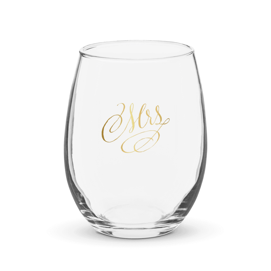 Elegant Gold 'Mrs' Stemless Wine Glass product image (1)