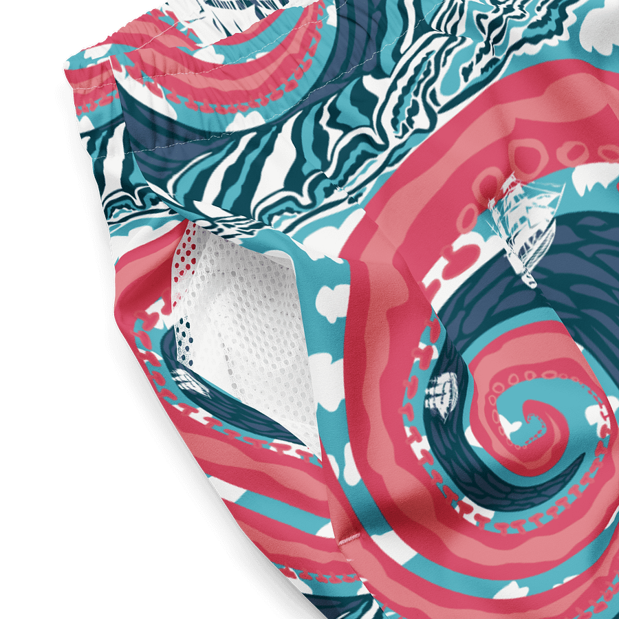 Kraken Vibes Men’s Swim Trunks | Nautical Adventure Swimwear 🐙 UPF 50+ Eco-Friendly | Monique Faella Designs™ product image (4)