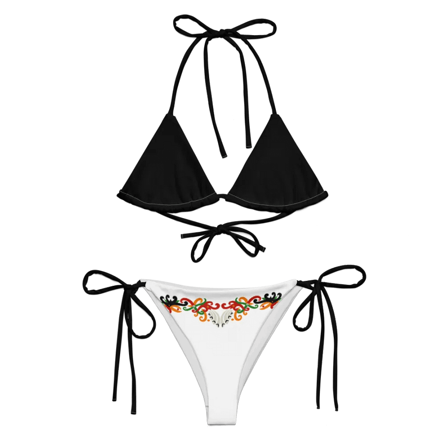 Low Rise Cheeky String Bikini, Black Top, White Bottoms product image (5)