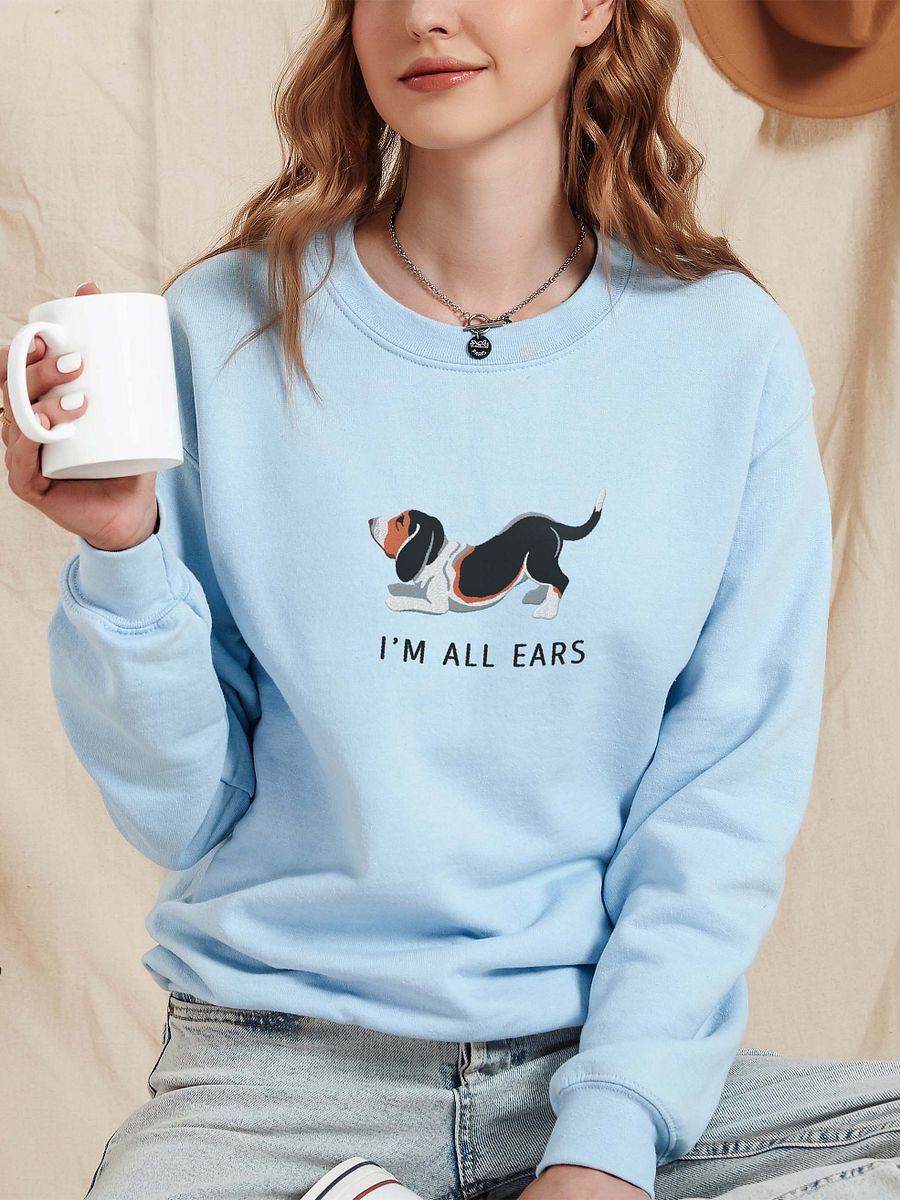 I'm All Ears Sweatshirt (Embroidered) of a Basset Hound(Tricolor) product image (2)