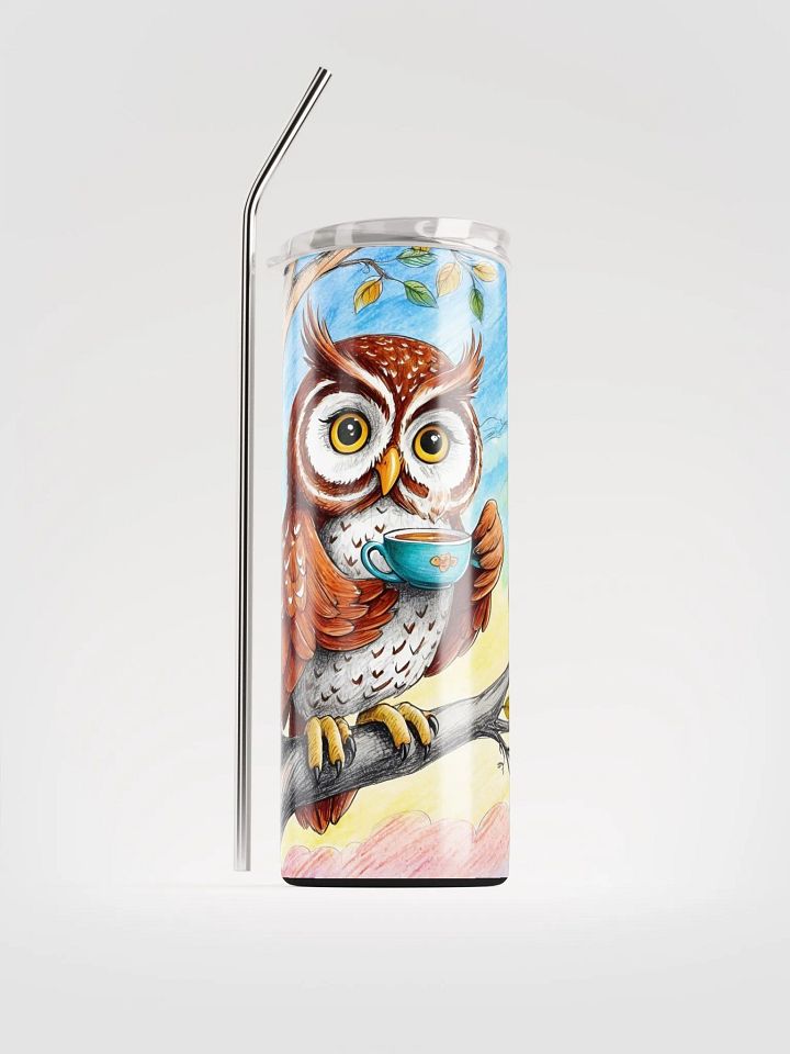 Morning Coffee Owl Stainless Steel Tumbler product image (1)