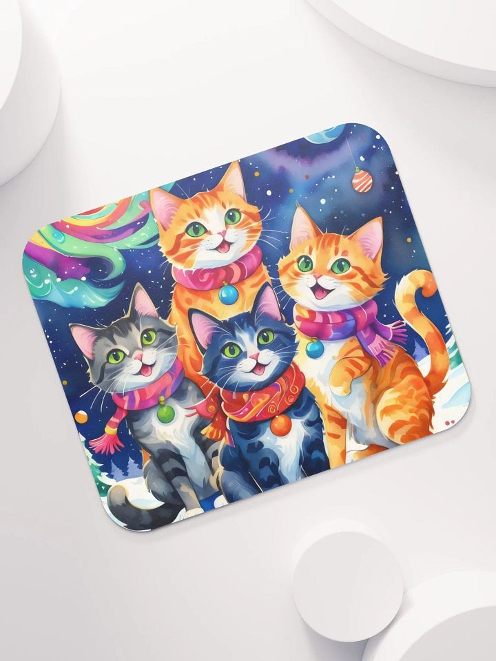 Festive Cats in Scarves Mouse Pad product image (1)