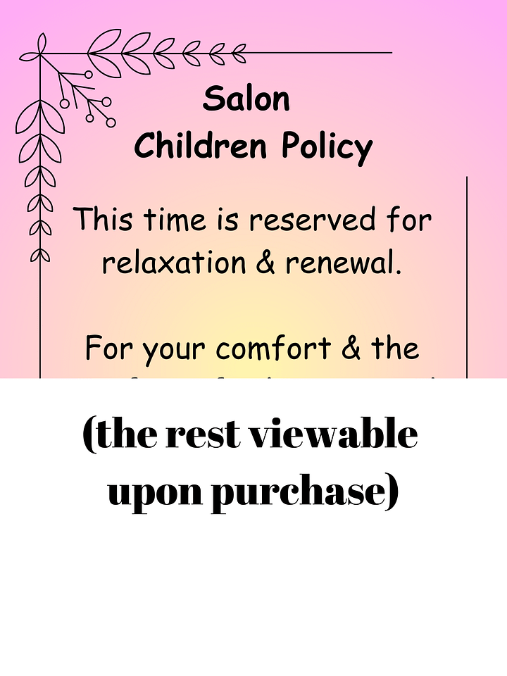 Salon & Spa Children's Policy product image (1)