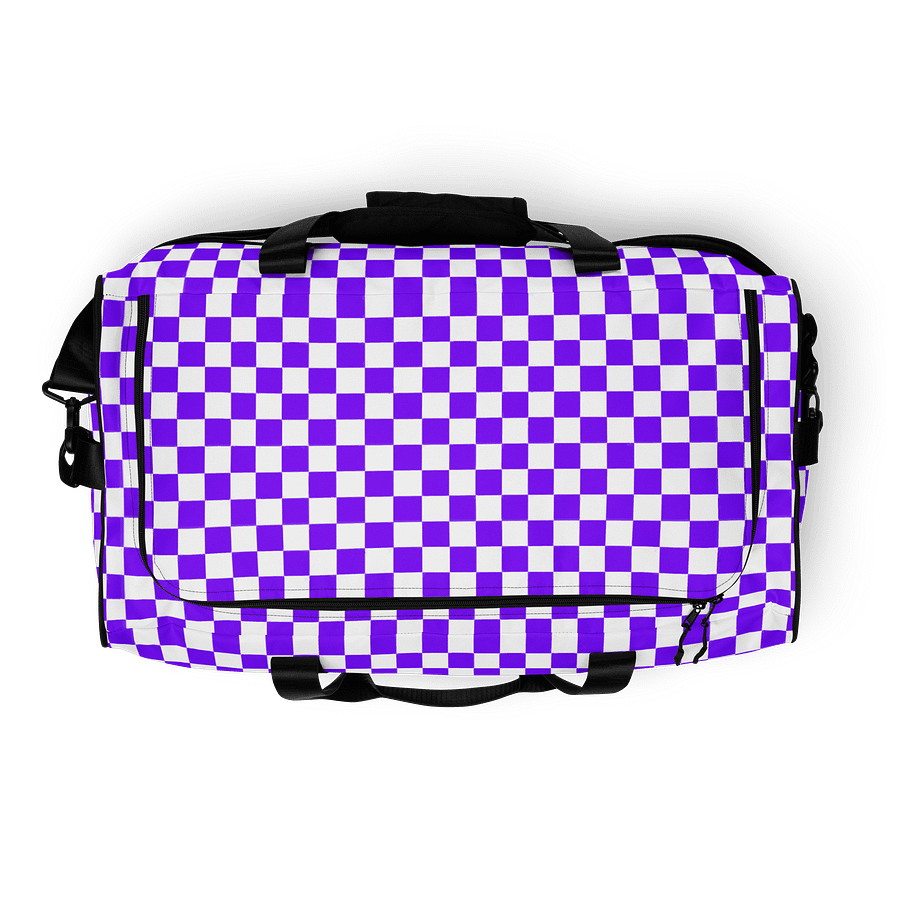 Checkered! Purple and White Checkers Duffel Bag product image (8)