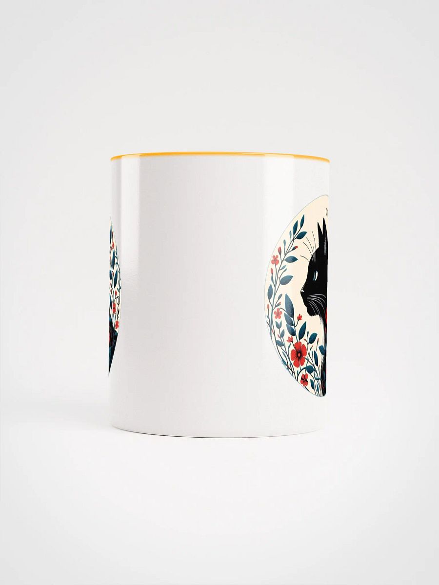 Floral Feline: Black Cat Coffee Mug 11oz product image (5)