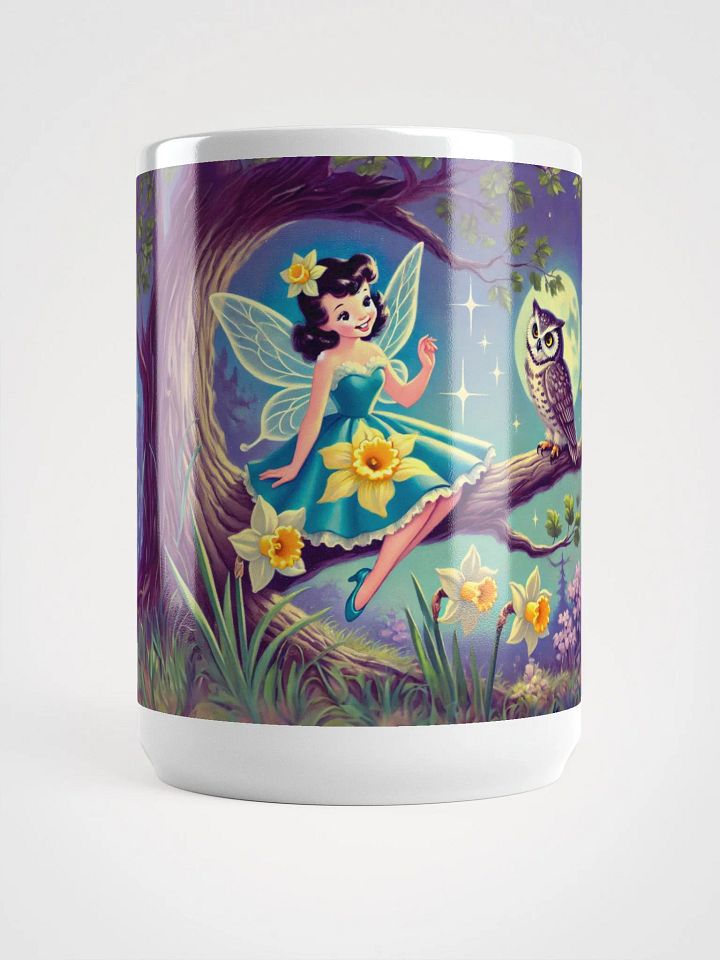 Daffodil Fairy and Owl Glossy White Mug product image (1)