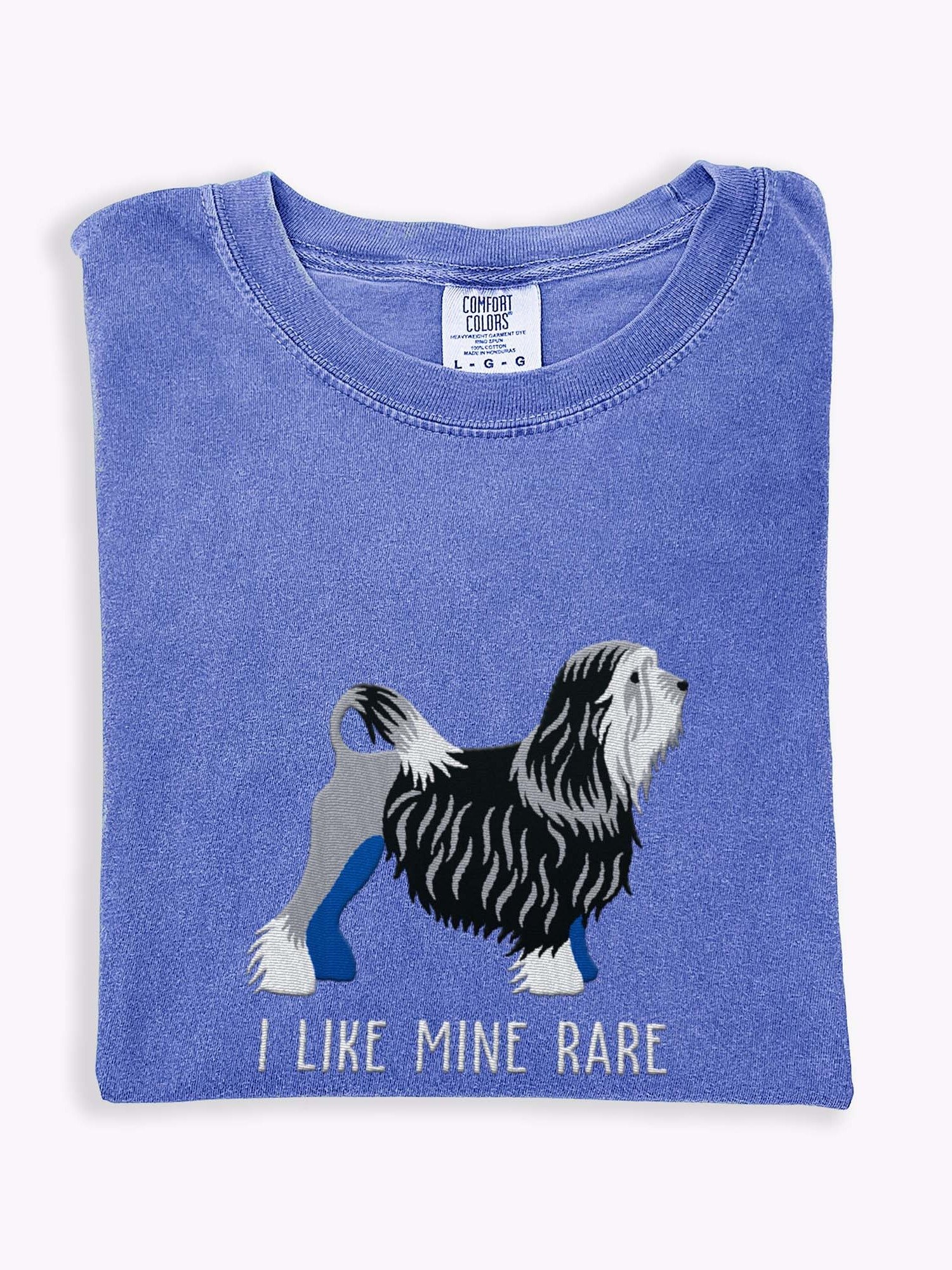 I Like Mine Rare T-Shirt(Embroidered) of a Lowchen(Black & White) product image (1)