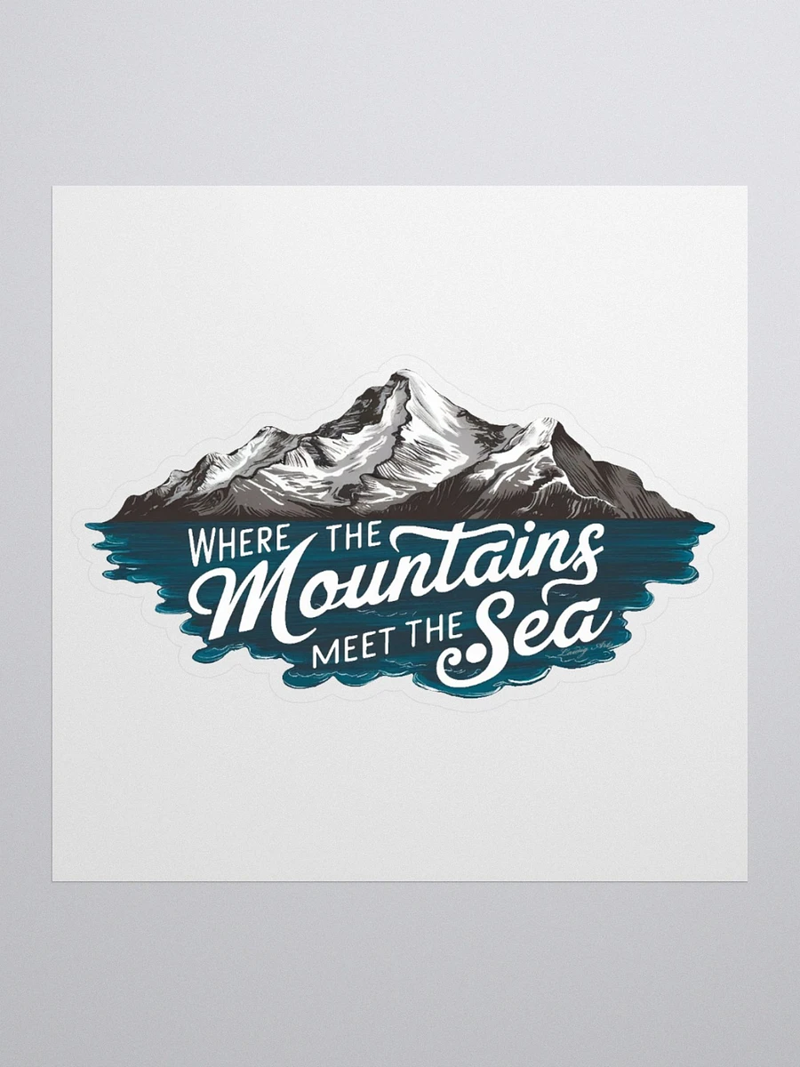 Where The Mountains Meet The Sea Small Vinyl Sticker product image (1)