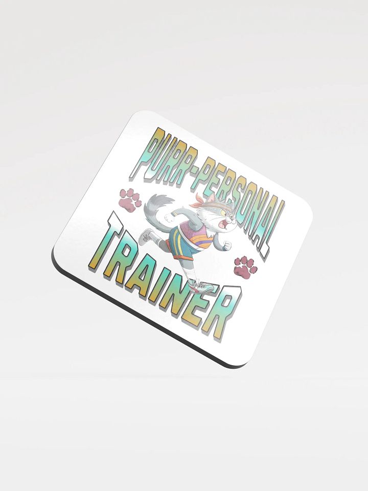 Purr Personal Trainer Cat Cork Coaster product image (2)